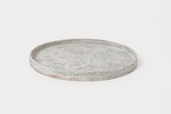 Round Tray, Gray Travertine