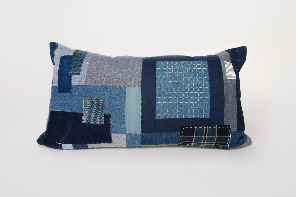 Denim Patchwork Pillow Indigo