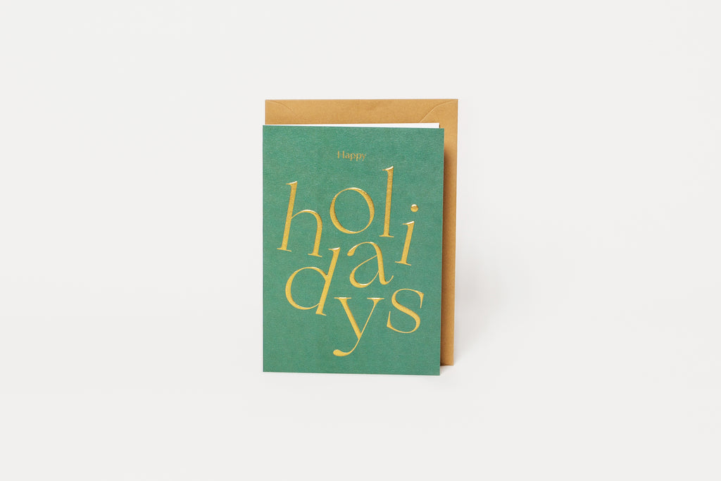 Embossed Green Happy Holidays Seasonal Card