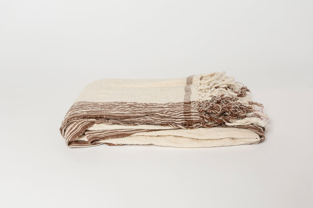 Natural Brown Side Stripe Bath Towel