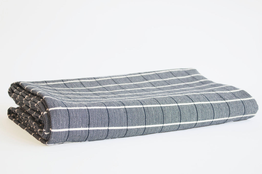 TPE Tablecloth Navy with Natural Grid