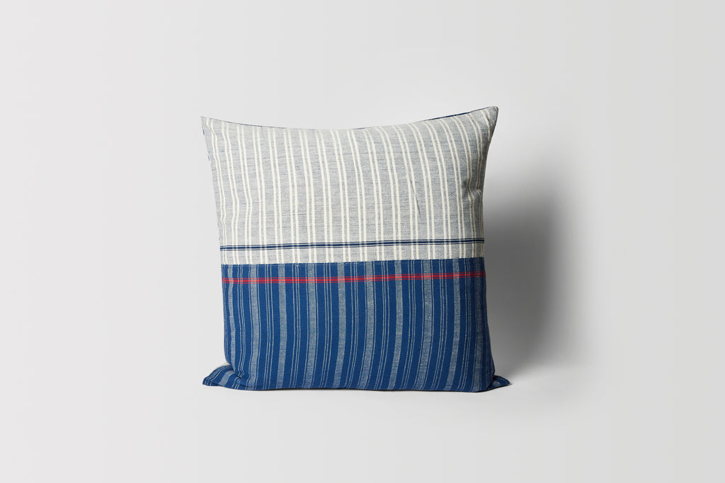 Half Grey Half Navy Stripe 24" x 24" Pillow