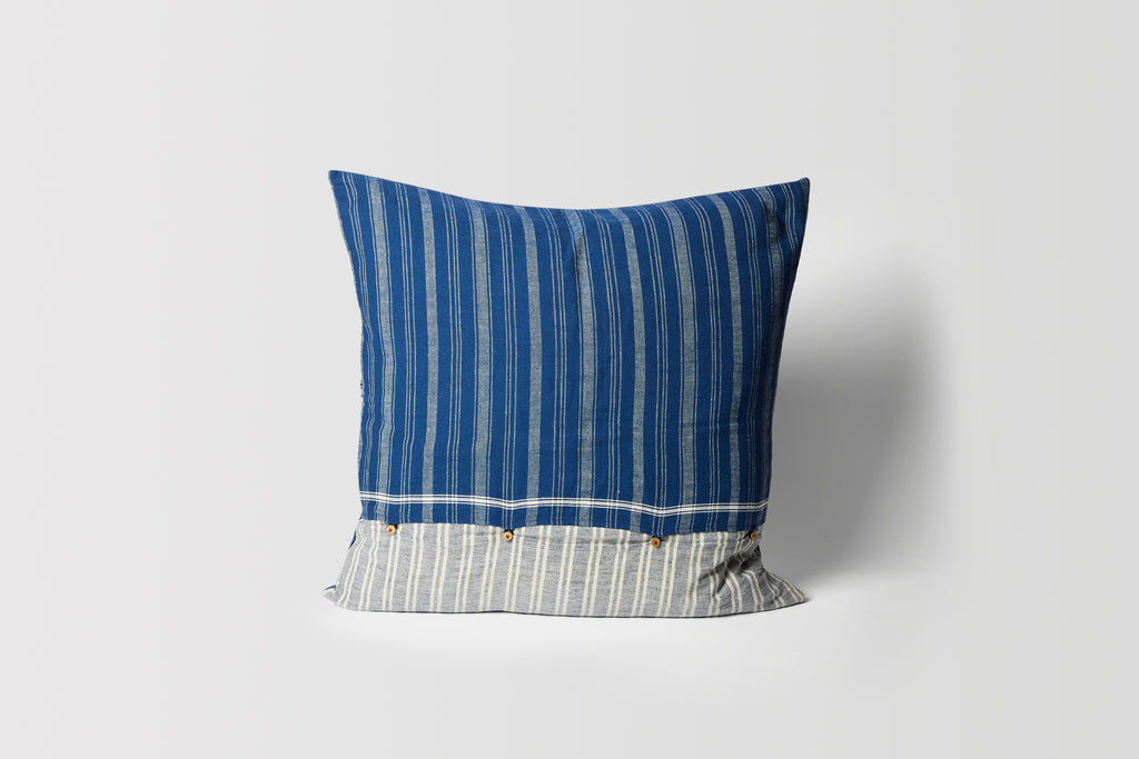 Half Grey Half Navy Stripe 24" x 24" Pillow