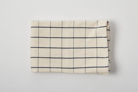 TPE 100% Cotton Natural w Navy Grid Napkin