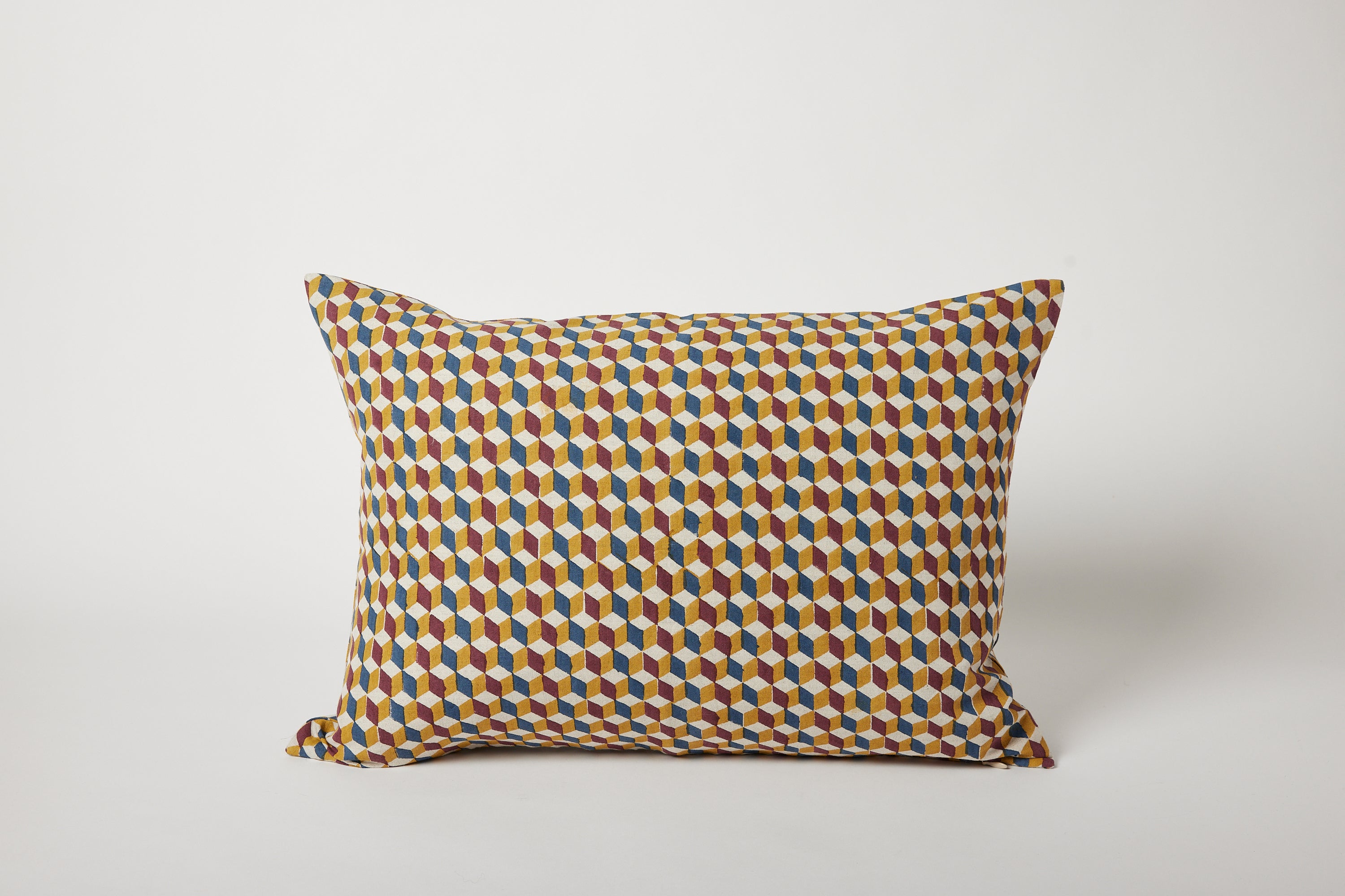 Tanya Square Patterned Hand Block-printed Linen Pillow