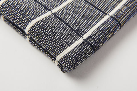 TPE 100% Cotton Navy w Natural Grid Napkin