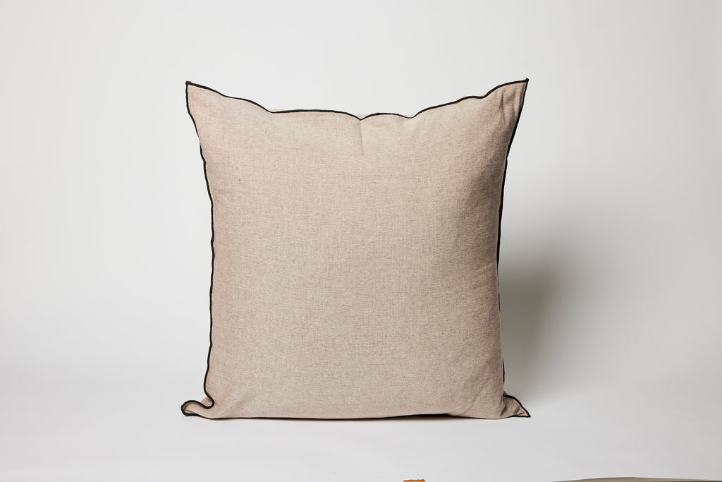 Pale Brown with Black Overlocking 20 x 20 Pillow